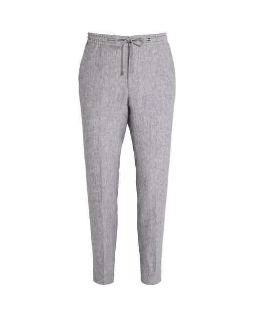 Corneliani Gray Linen Drawstring Trousers for men
