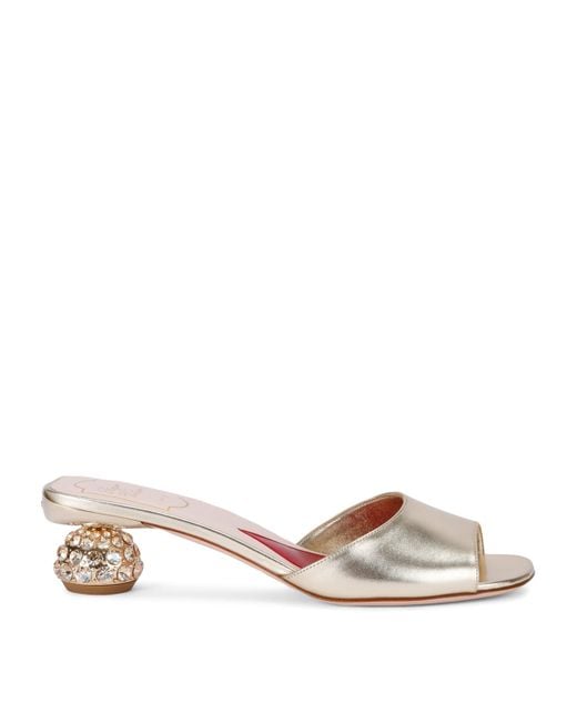 Roger Vivier Natural Leather Crystal-Embellished Mules