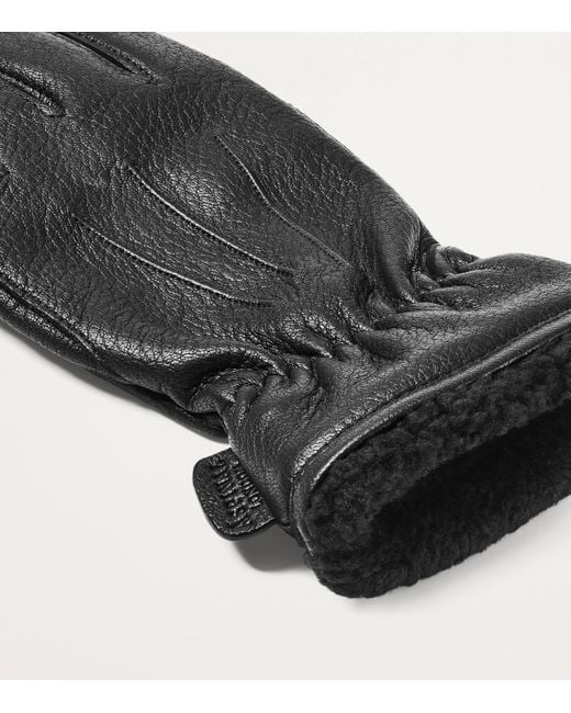 Aspinal Black Deerskin Gloves for men