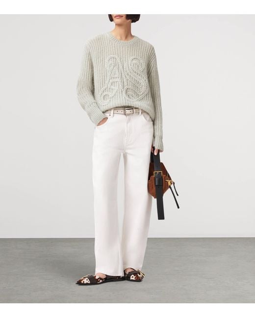 AllSaints White Wool-Blend Chain Sweater
