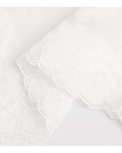 Kiki de Montparnasse White Lace Fleurs Veloutées Shorts
