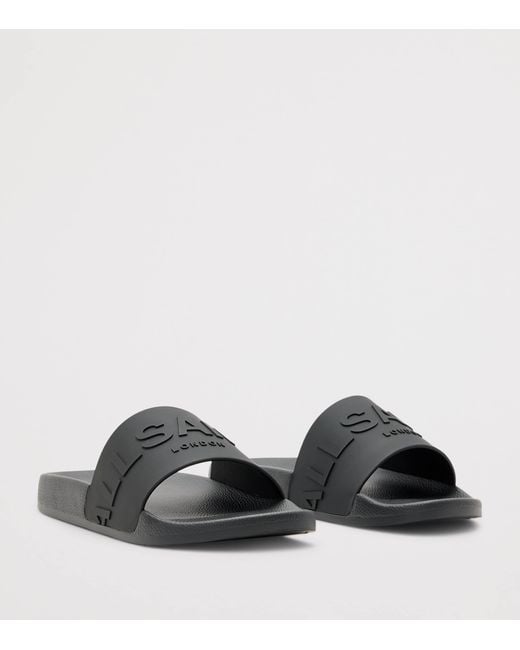 AllSaints Black Rubber Biggy Slides for men