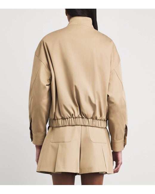 Maje Natural Cotton High-Neck Bomber Jacket