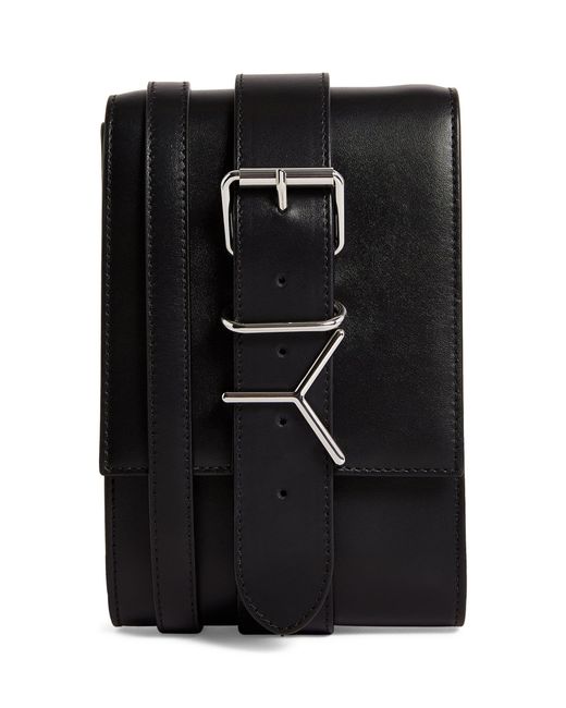 Y. Project Black Leather Y-plaque Cross-body Bag for men