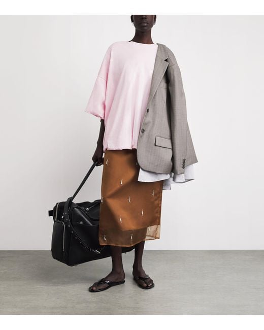 Acne Pink Loose-Fit Cropped T-Shirt