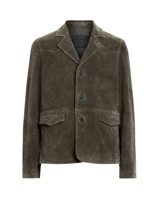AllSaints Green Suede Hornett Blazer for men