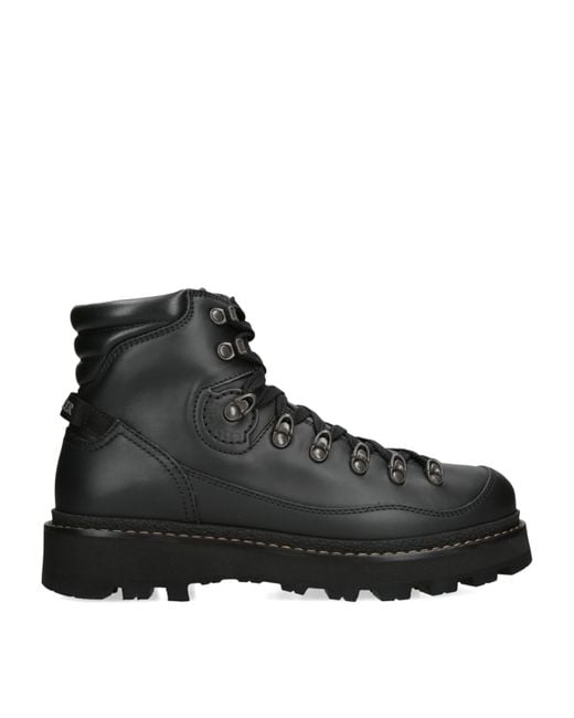 Moncler Black Leather Peka Trek Hiking Boots for men