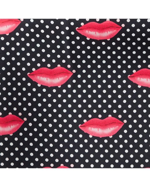 Prada Black Silk Twill Printed Lips Scarf