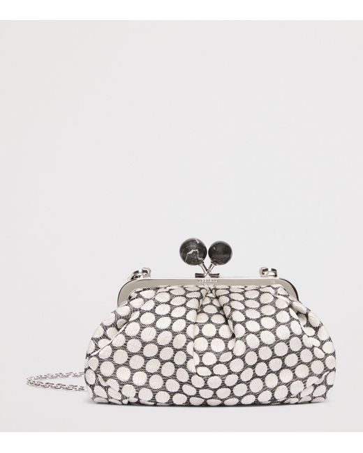 Weekend by Maxmara White Woven Jacquard Pasticcino Clutch Bag