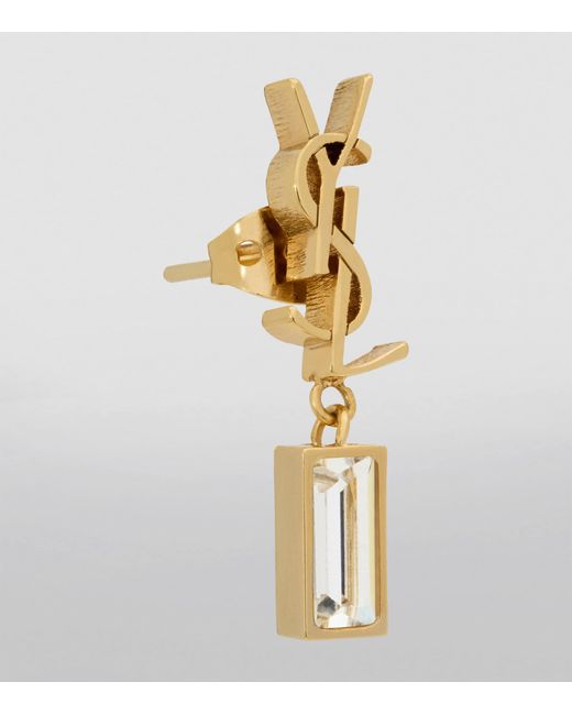 Saint Laurent Metallic Crystal-Embellished Cassandre Single Earring