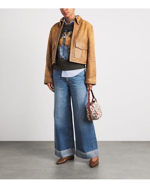 Polo Ralph Lauren Brown Distressed Leather Jacket