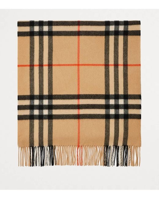 Burberry Natural Wide Cashmere Check Scarf