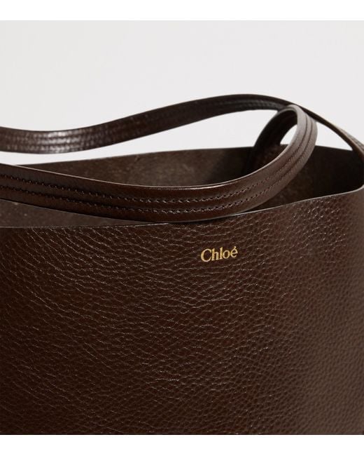 Chloé Brown Large Calfskin Spin Tote Bag