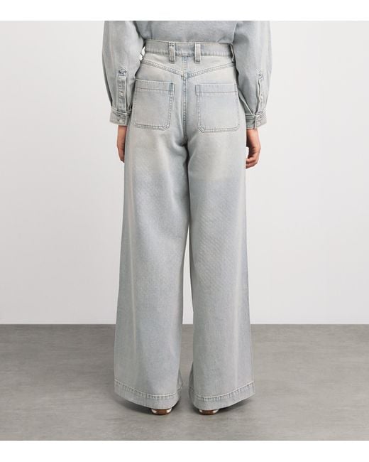 Sandro Gray Rhinestone-Embellished Straight Jeans
