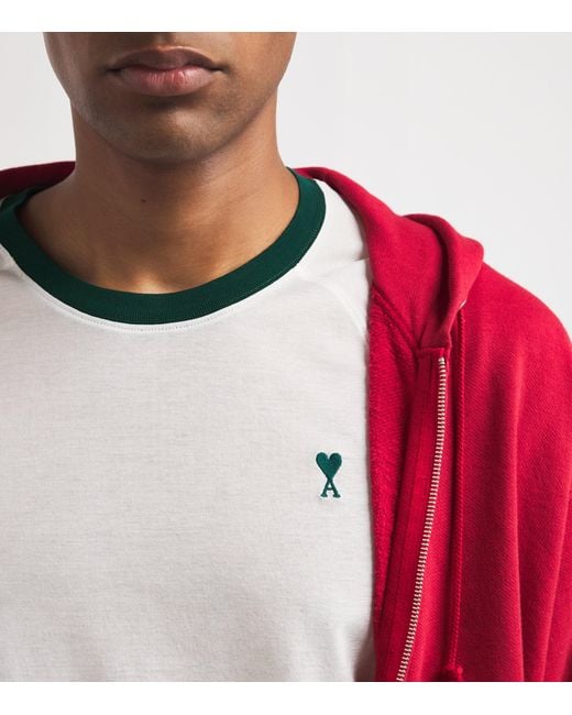 AMI White Cotton Ami De Coeur T-Shirt for men