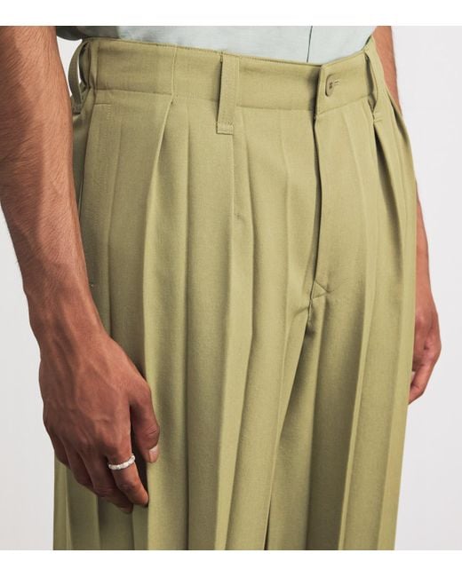 Homme Plissé Issey Miyake Green Pleated Edge Ensemble Trousers for men