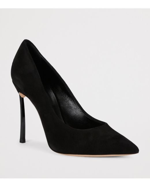 Casadei Black Suede Blade Pumps 105