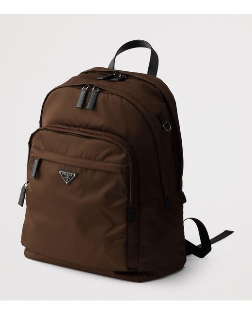 Prada Brown Re-Nylon And Saffiano Leather Backpack for men