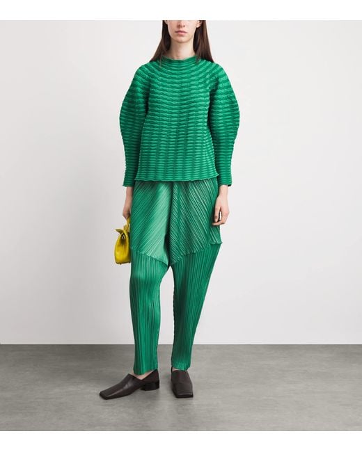 Pleats Please Issey Miyake Green Colourful Mushroom Knit Top
