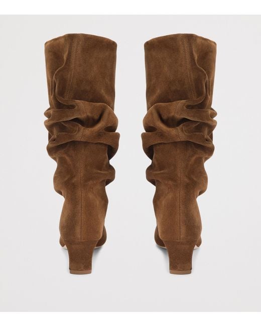 Staud Brown Suede Wally Slouch Heeled Boots 55