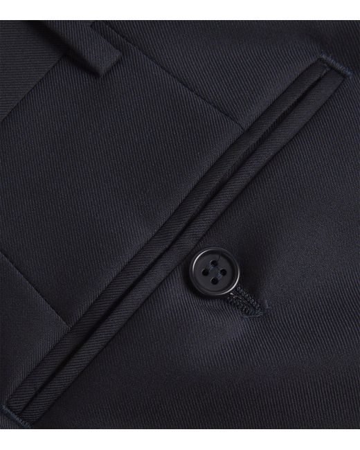 Canali Blue Wool Straight Trousers for men