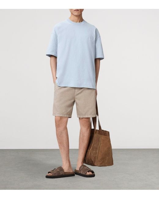 AllSaints Blue Organic Cotton Oversized Odyssey T-Shirt for men
