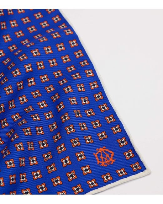 Dunhill Blue Mulberry Silk Geometric Pocket Square for men