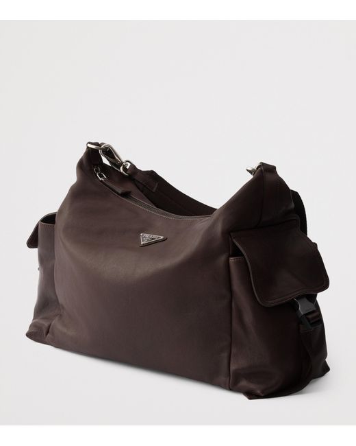 Prada Brown Leather Explore Shoulder Bag for men