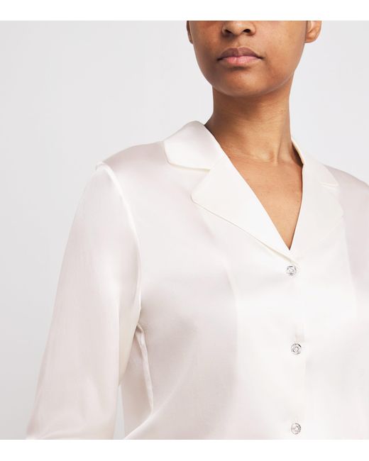 Manitu White Silk Lace-Trim Luella Pyjama Set