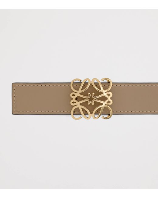 Loewe White Leather Reversible Anagram Bombé Belt
