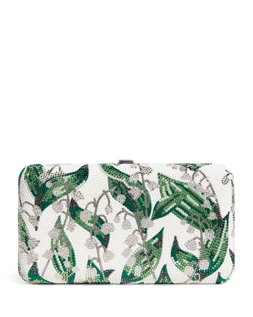 Judith Leiber Green Smooth Rectangle Lily Belles Clutch Bag