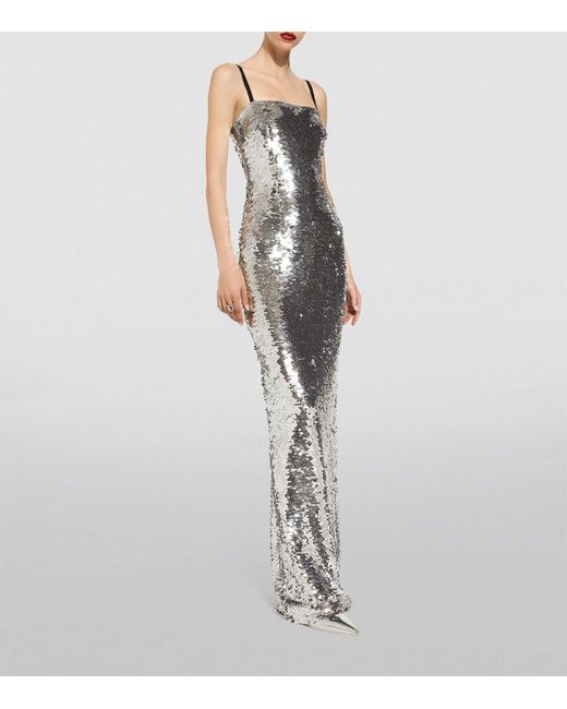 Dolce & Gabbana White Sequin-embellished Gown