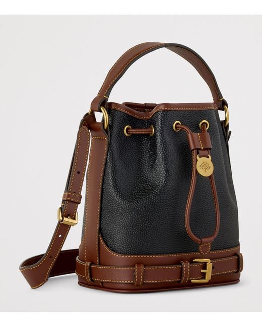 Mulberry Black Small Leather-Trim Bucket Bag