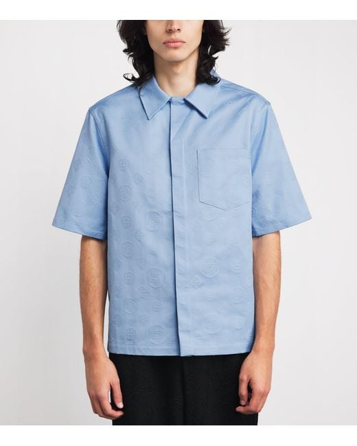 Casablanca Blue Cotton Monogram Shirt for men