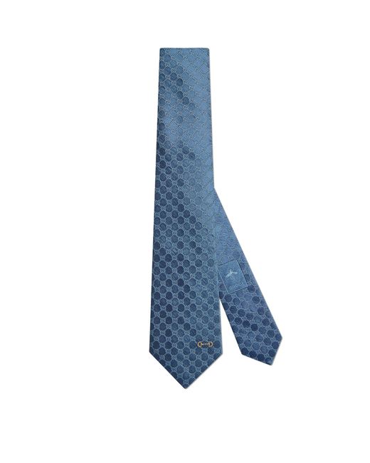 Gucci Blue Silk Jacquard Gg Supreme Tie for men
