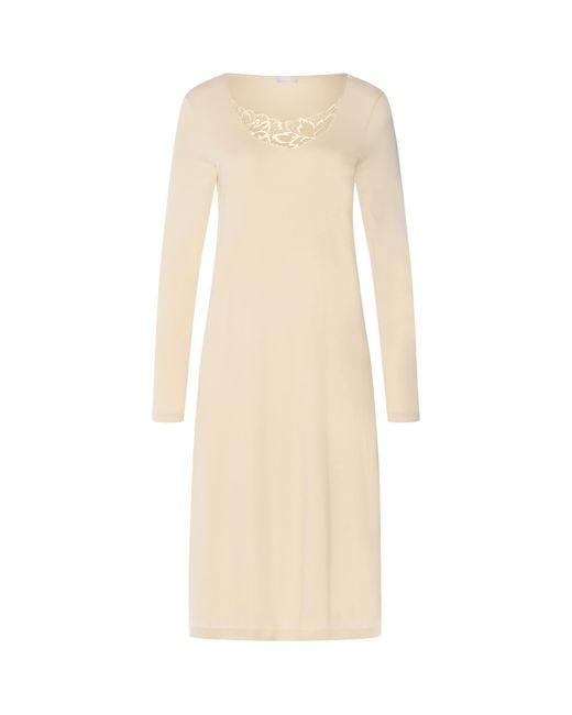 Hanro Natural Cotton Long-Sleeve Belen Nightdress