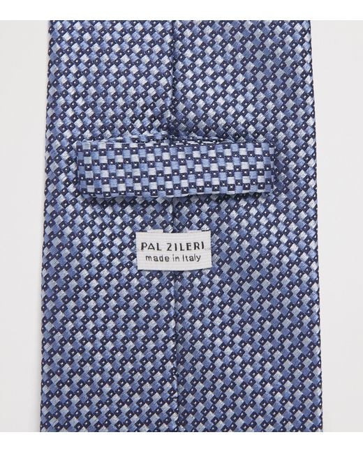 Pal Zileri Blue Silk Printed Tie for men