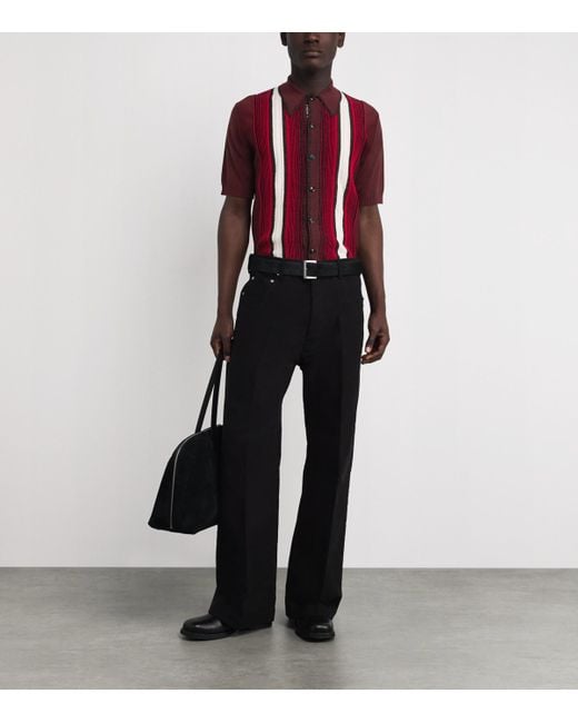 Amiri Red Wool-Blend Embellished Stripe Shirt for men