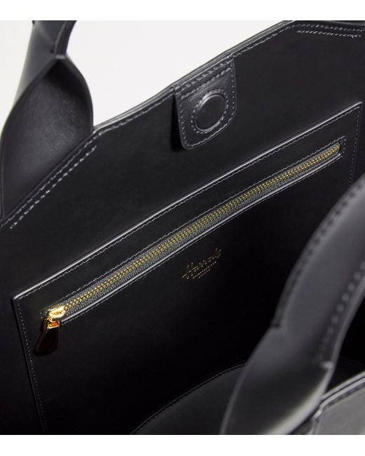 Harrods Black Leather H Tote Bag