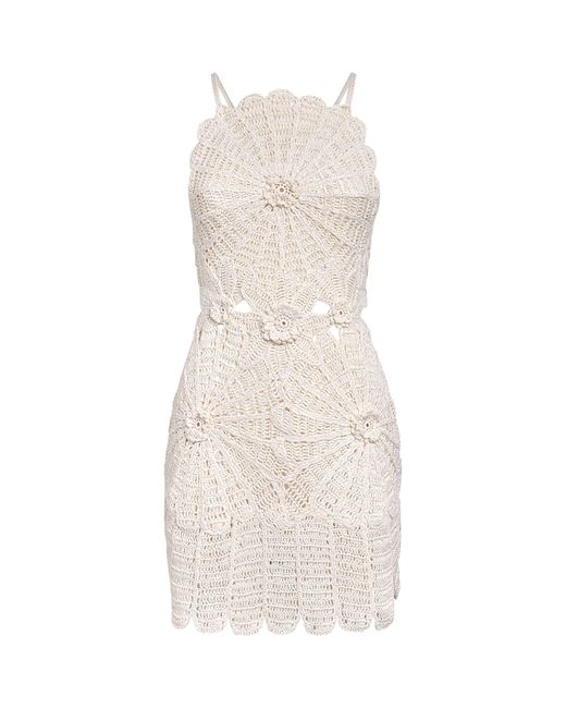 Cult Gaia Natural Linen Embroidered Fira Mini Dress