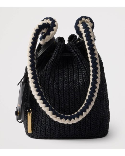 Prada Black Mini Crochet Bucket Bag