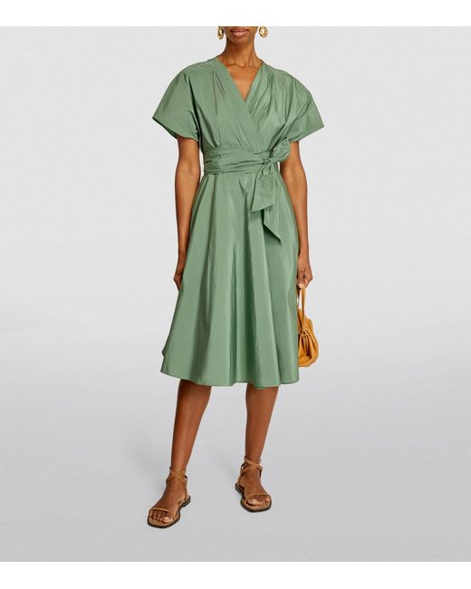 Weekend by Maxmara Green Cotton Taffeta Midi Dress