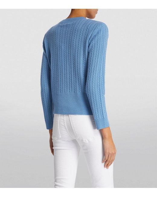 Veronica Beard Blue Cashmere Cable Knit Alder Sweater