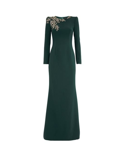 Jenny Packham Green Embellished Angel Eyes Gown