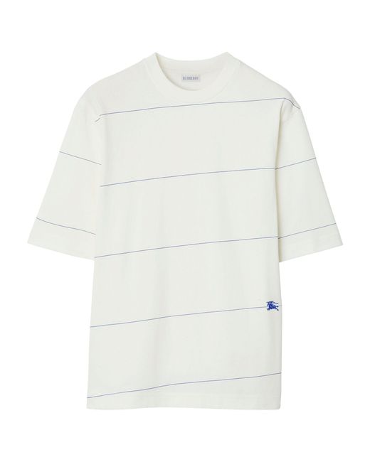 Burberry White Cotton Striped T-shirt for men