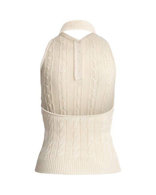 Ralph Lauren Natural Mulberry Silk Halterneck Polo Sweater