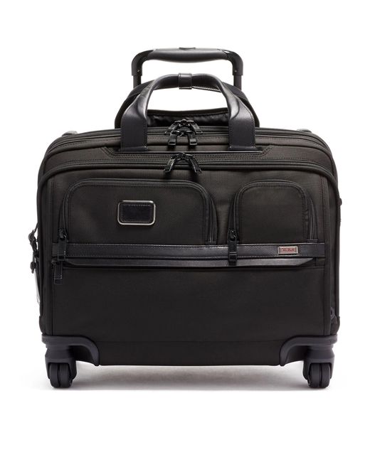 Tumi Black - Alpha 2 & Alpha 3 Deluxe 4 Wheeled Laptop Case Brief Carry-on Briefcase - 15 Inch Computer Brief for men