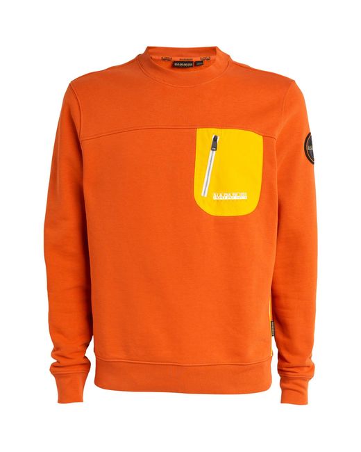 Napapijri Orange Huron Zip-pocket Sweatshirt for men