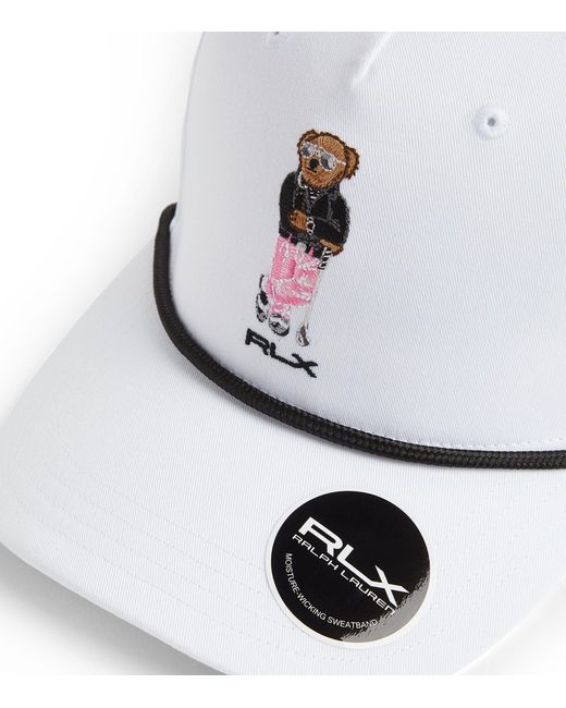 RLX Ralph Lauren White Embroidered Polo Bear Trucker Cap for men