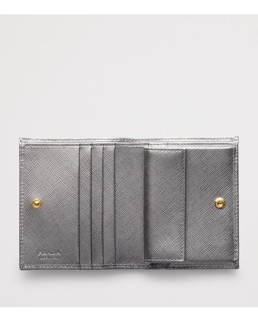 Prada Gray Small Saffiano Leather Bifold Wallet